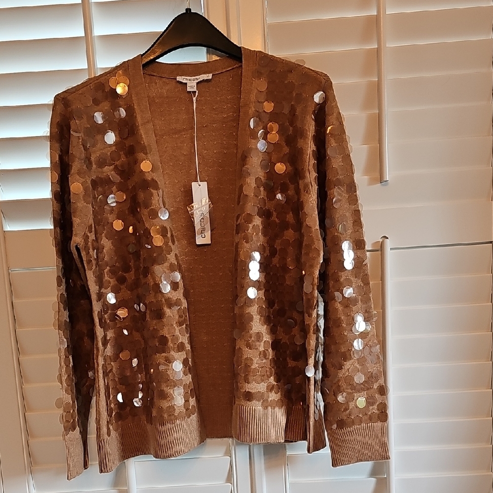 Sequin Embellished Brown Sweater